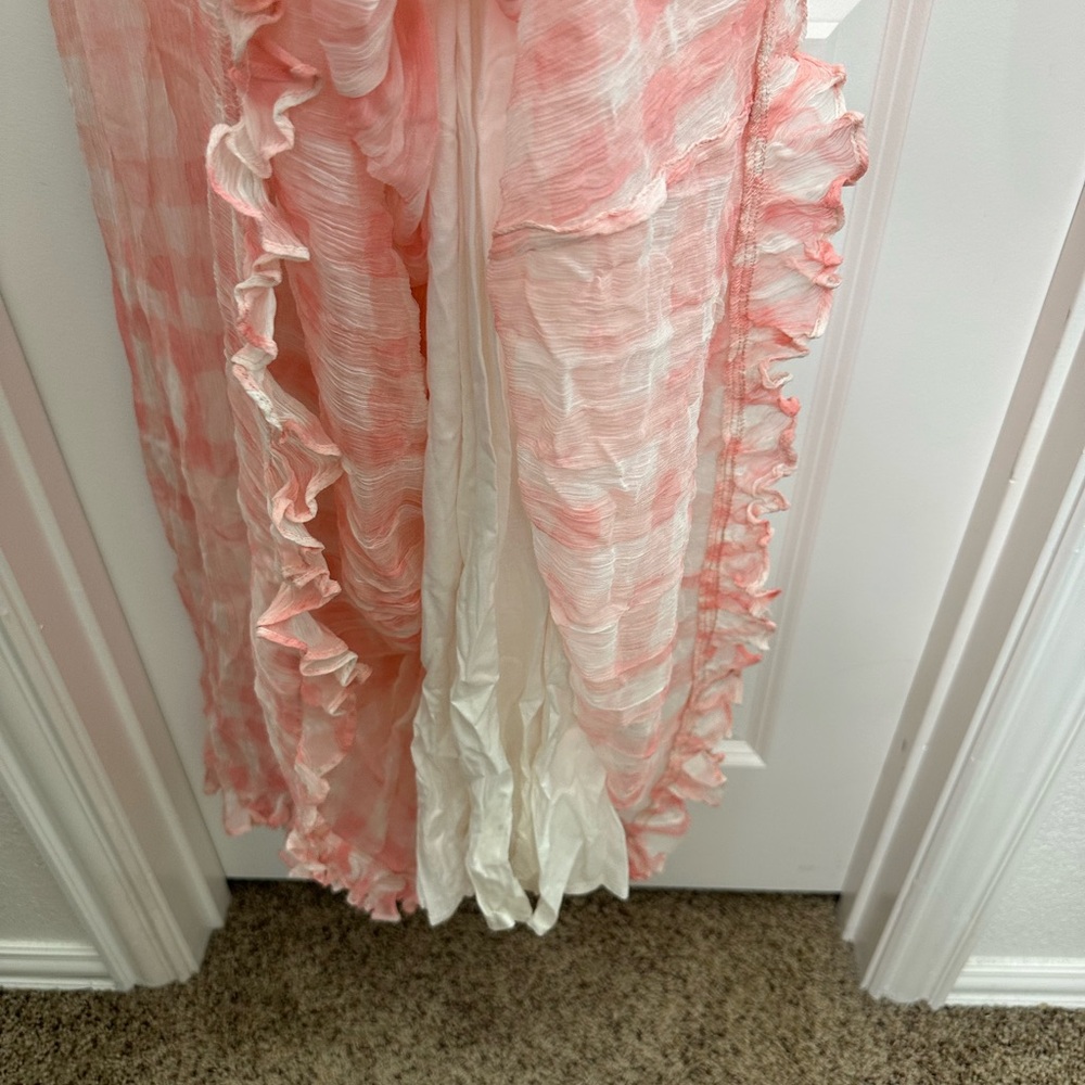 Free People Dorothy Gayle Maxi Dress in pink & white checkered Sz Medium - Picture 8 of 15